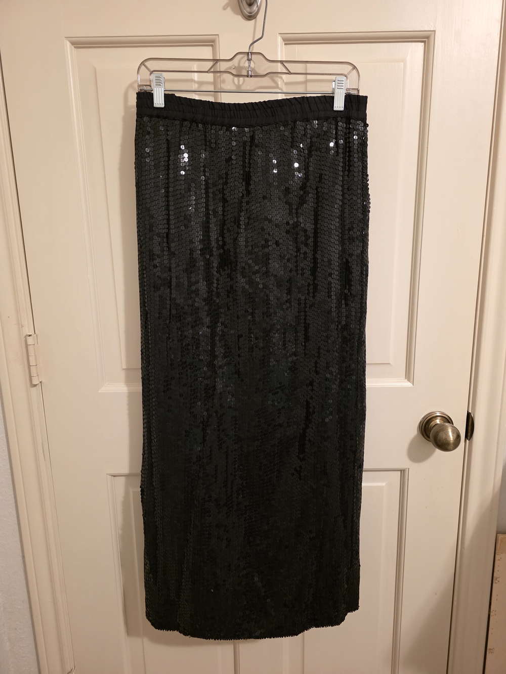 Vintage Gunit Fashions Black Sequin Maxi Skirt - Big Size/Check Measurements.